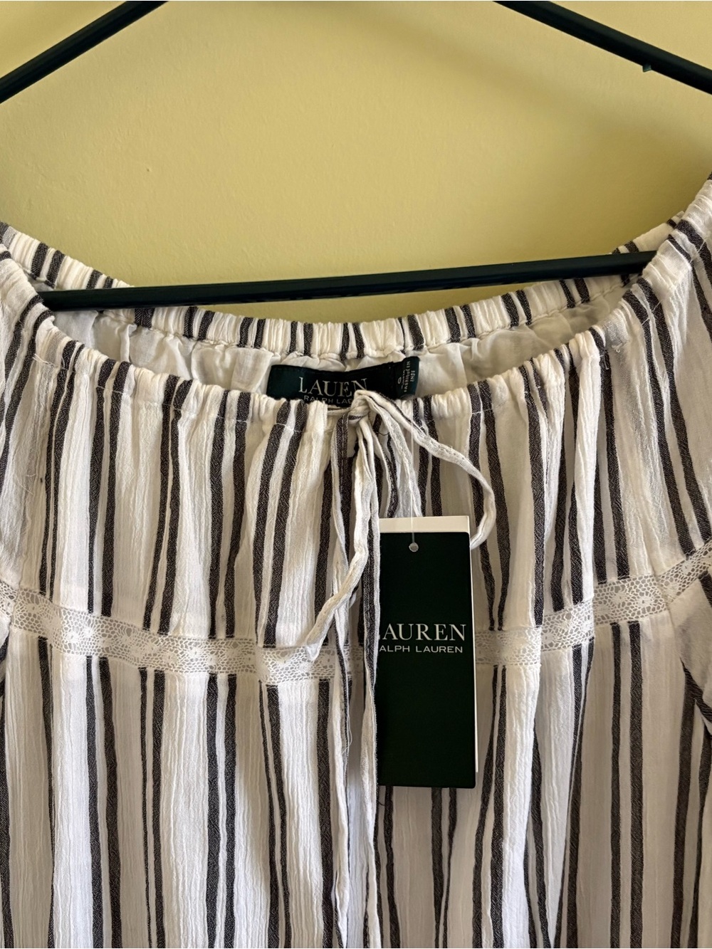 Lauren Ralph Lauren Cream Maxi Dress with Navy Stripes - Picture 2 of 5